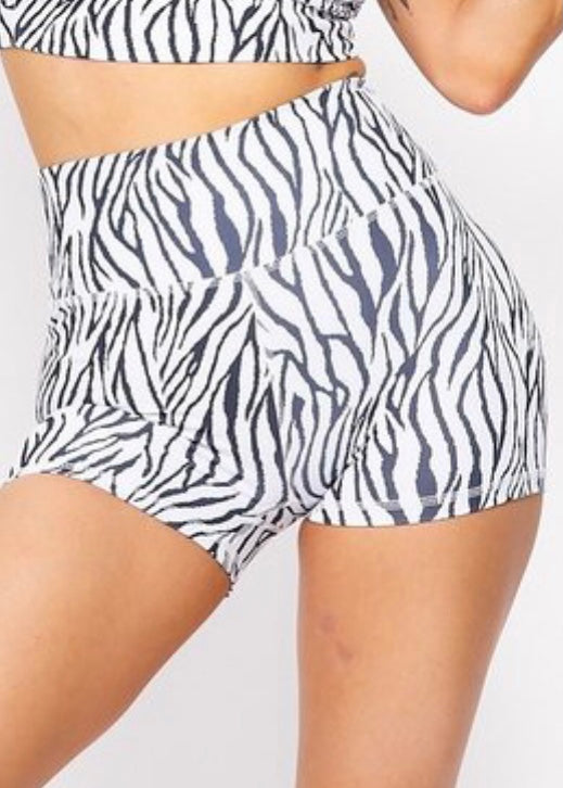 Hera Collection Zebra Print Active Shorts (Black/White) 71011-B