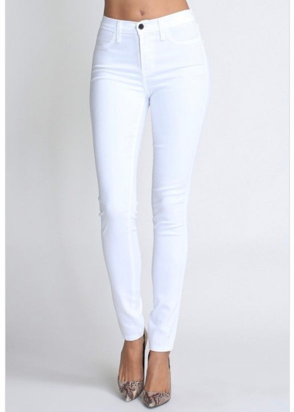 Vibrant Non-Distressed Skinny Jeans (White) P1303