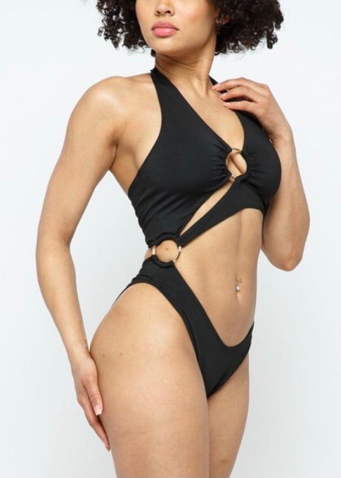 Hera Collection Halter Neck One Piece Swimsuit (Black) 22452