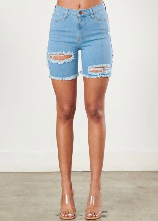 Vibrant Ripped To Shreds Shorts (Light Stone) P1636