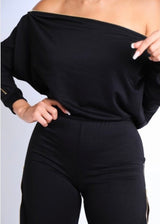 KTOO Open Zipper Detailed Jumpsuit (Black) NJ3340