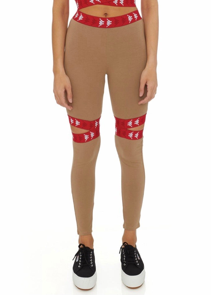 Kappa 222 Banda Bowman Leggings (Brown/Red) 32156NW