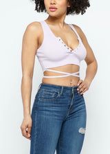 Hera Collection Wrap Around Button Crop Top (Lavender) 22459