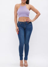 Hera Collection X-Cross Open Back Crop Top (Lavender) 22799