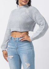 Hera Collection Mock Neck Sweater (Heather Grey) 22600