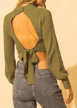 Double Zero Knit Crop Top Sweater (Olive) DZ22A049