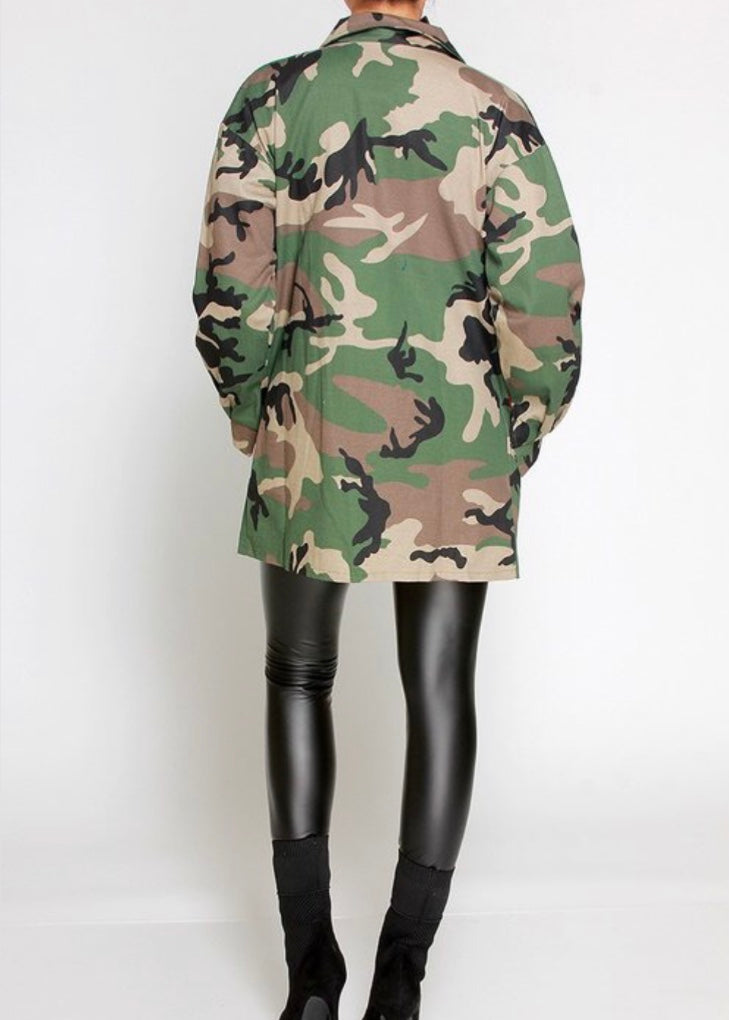 Sjk Fashion Sequins Camo Jacket (Camo) JA39226