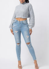 Hera Collection Mock Neck Sweater (Heather Grey) 22600