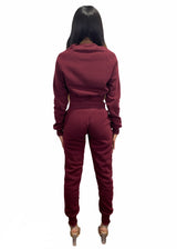 Top Fashion 2 Piece Fleece Set (Burgundy) GQ-622