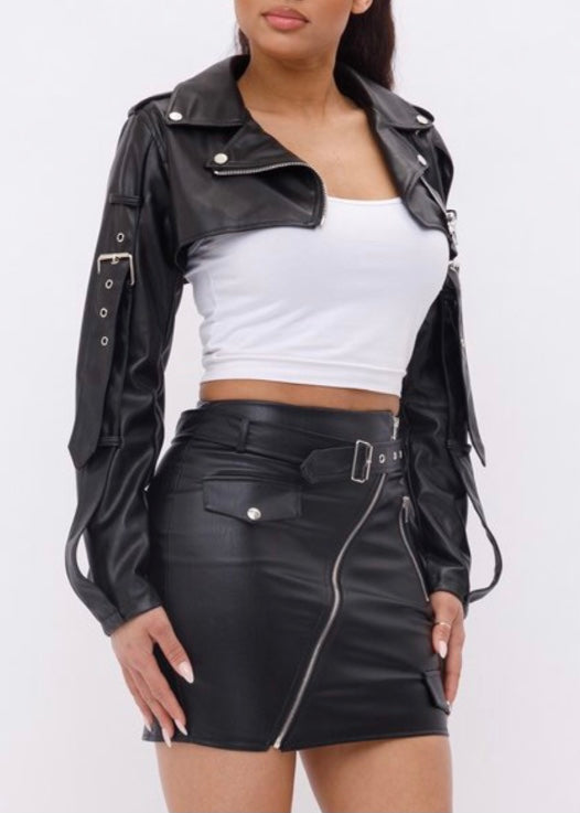 Hera Collection Pu Crop Jacket (Black) 51187