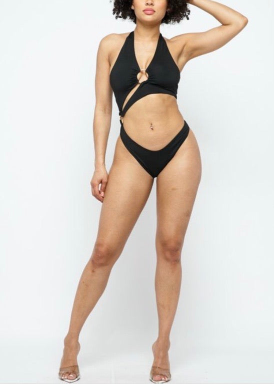 Hera Collection Halter Neck One Piece Swimsuit (Black) 22452