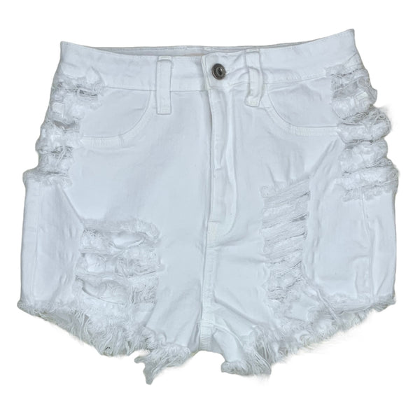 Aphrodite High Rise Frayed Shorts (White) AP6309F