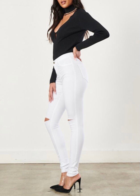 Vibrant Not So Basic Skinny Jeans (White) P831