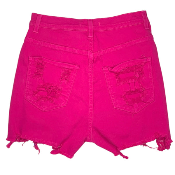 Aphrodite High Rise Frayed & Destroyed Shorts (Fuchsia) 6197F