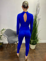 Belita Long Sleeve Lazer Cut Leg Detail Jumpsuit (Royal Blue) SBJ1261