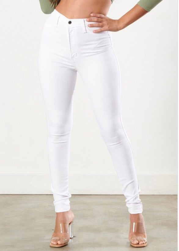 Vibrant Neon Berry Skinny Jeans (White) P1113