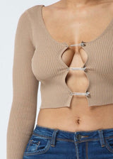 Hera Collection Safety Pin Top (Milk Coffee)