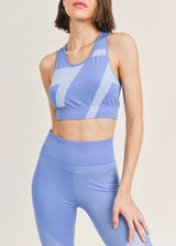 Kimberly Icon Clash Seamless Sculpt Bra & Biker Set (Blue) YPS3501-BLUE