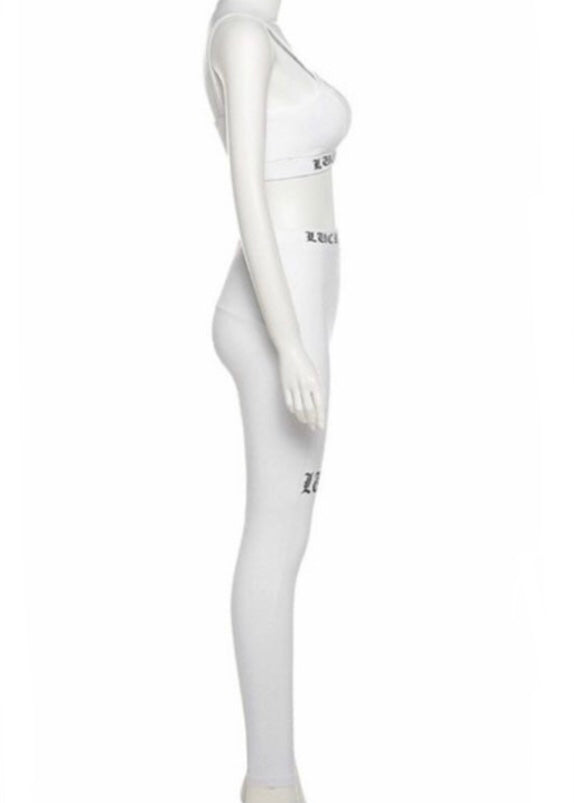 Lucky Label Sports Bra Top & Leggings Set (White) TWG6192