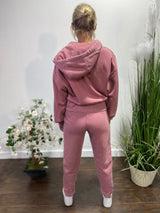 Reflex Crop Zip Up Hoodie & Jogger Pants Set (Dark Mauve)