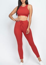 Capella Sleeveless Bra Top & Leggings Set (Rust) BTP2997