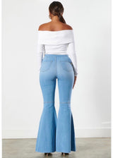 Vibrant Flare Jeans (Light Stone) P1651