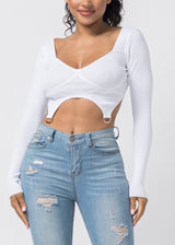 Hera Collection Double Ring Crop Top (White) 22577-O