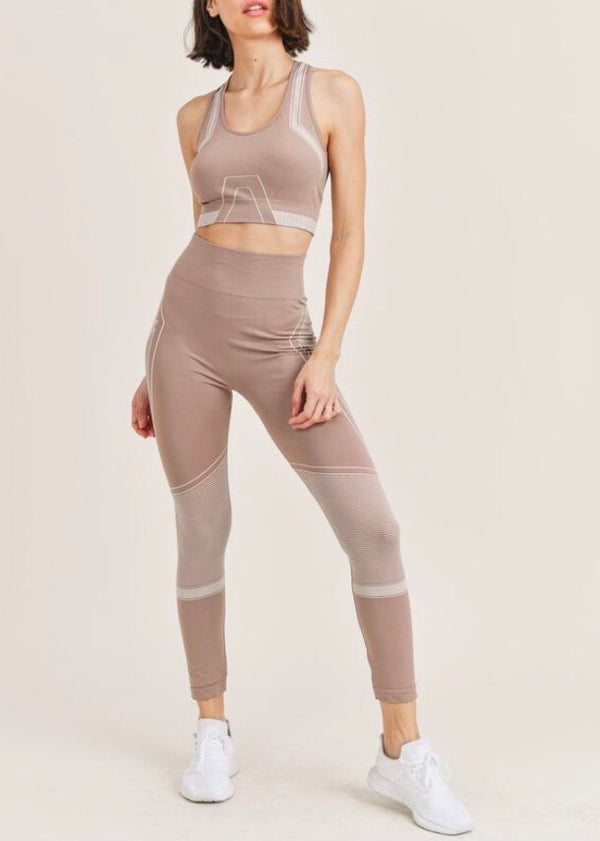 Kimberly Ultra Seamless Sportbra & Legging Set (Taupe) YPS3506-TAUPE