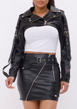 Hera Collection Pu Crop Jacket (Black) 51187