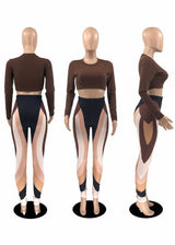 Beston Crop Top & Leggings Set (Brown) UO330