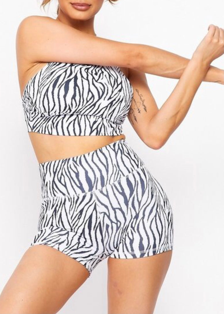 Hera Collection Zebra Print Active Shorts (Black/White) 71011-B