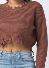 Hera Distressed Sweater Top (Cocoa) 21492