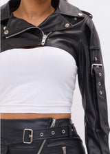 Hera Collection Pu Crop Jacket (Black) 51187