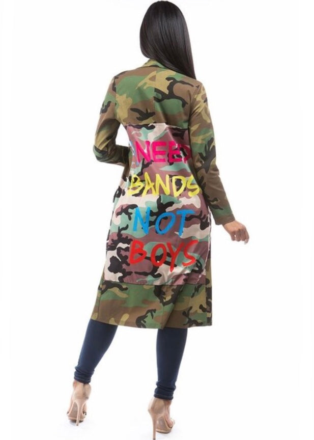 Francis Cabrel Camouflage Back Text Print Jacket (Multi Print) 3726