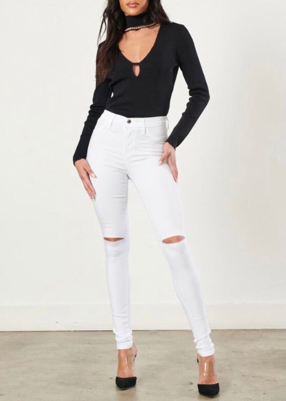 Vibrant Not So Basic Skinny Jeans (White) P831