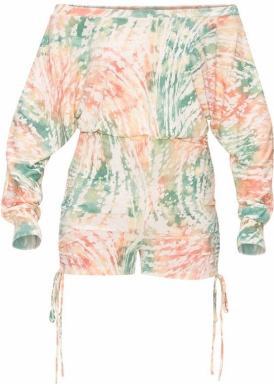 Canvas Summer Tye Dye Romper (Tye Dye Coral/Jade) LBR50092