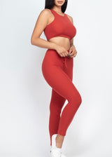 Capella Sleeveless Bra Top & Leggings Set (Rust) BTP2997