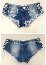 Jireh Sexy Low Waist Hole Shorts (Denim) LJ6127P