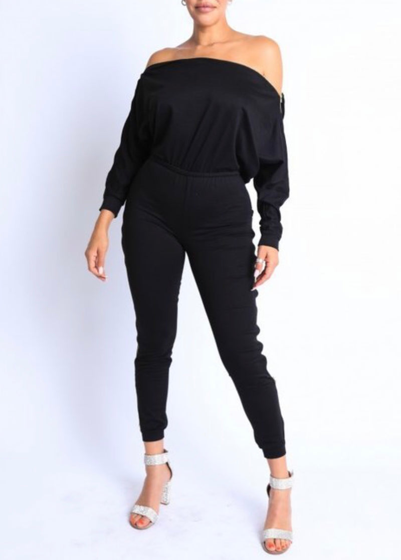 KTOO Open Zipper Detailed Jumpsuit (Black) NJ3340