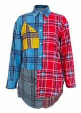 Reflex Plaid Assymmetric Button-Down Shirt (Multi) VES805