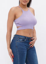 Hera Collection X-Cross Open Back Crop Top (Lavender) 22799