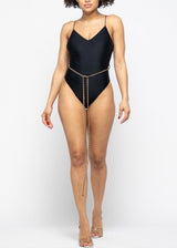 Hera Collection Chained One Piece Swimsuit (Black) 22417