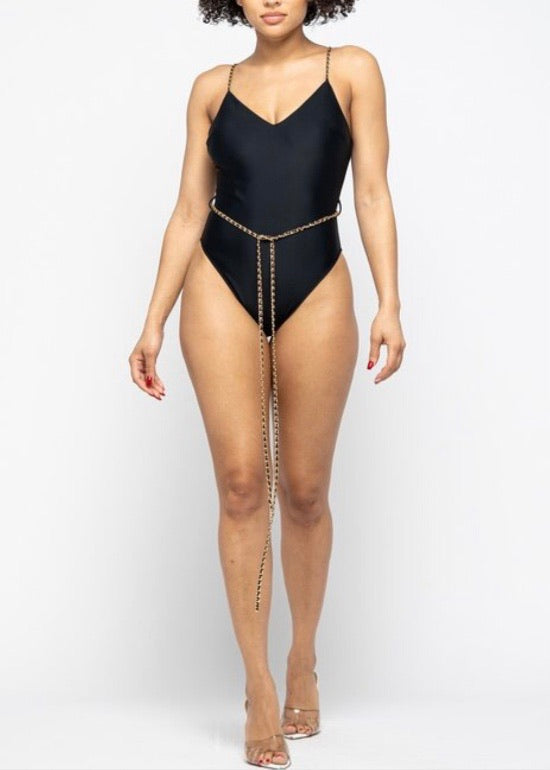 Hera Collection Chained One Piece Swimsuit (Black) 22417