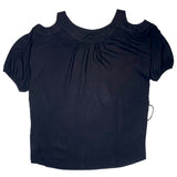 Picky Girl Open Shoulder Tunic Blouse Top (Black)