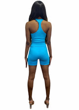 Kimberly Ribbed Crop Racerback Top & Biker Shorts Set (Aqua) YPS3513-AQUA