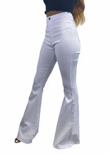 JC & JQ High Waist Super Stretch Bell Bottom Pants (White) GP2610-WT